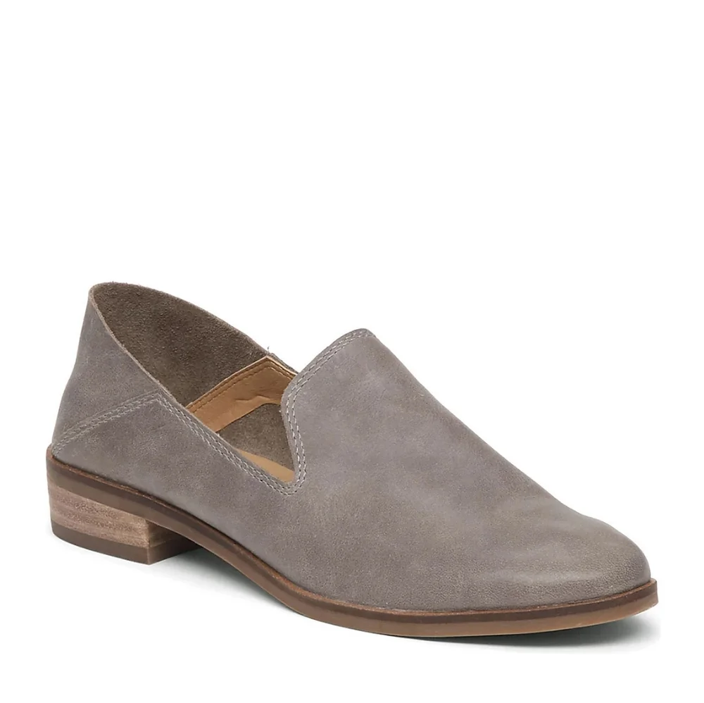 Lucky Brand Cahill Leather Open Grey Slip On Shoes - Picture 1 of 7
